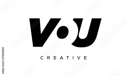 VOU letters negative space logo design. creative typography monogram vector
