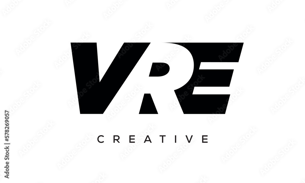 VRE letters negative space logo design. creative typography monogram vector VRE letters negative space logo design. creative typography monogram vector