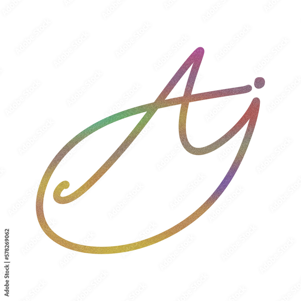 Beautiful multi-colored line drawing, Symbol design with letters A, J, Logo pattern. Beautiful multi-colored line drawing, Symbol design with letters A, J, Logo pattern.