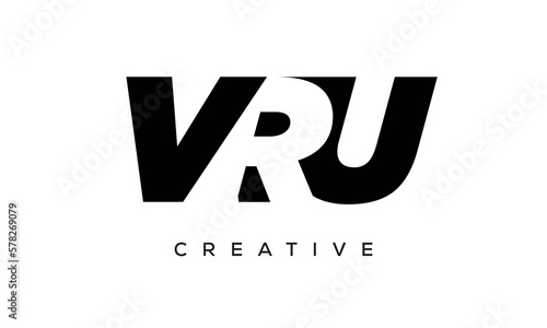 VRU letters negative space logo design. creative typography monogram vector photo
