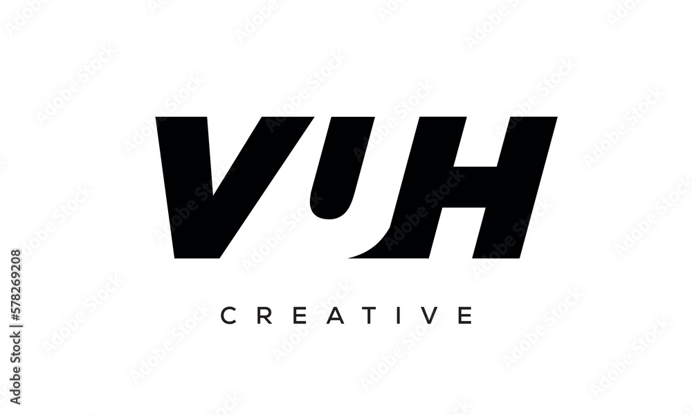 VUH letters negative space logo design. creative typography monogram vector