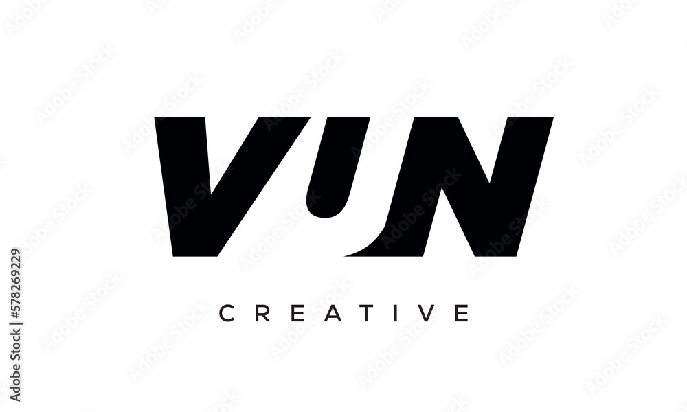 VUN letters negative space logo design. creative typography monogram vector VUN letters negative space logo design. creative typography monogram vector