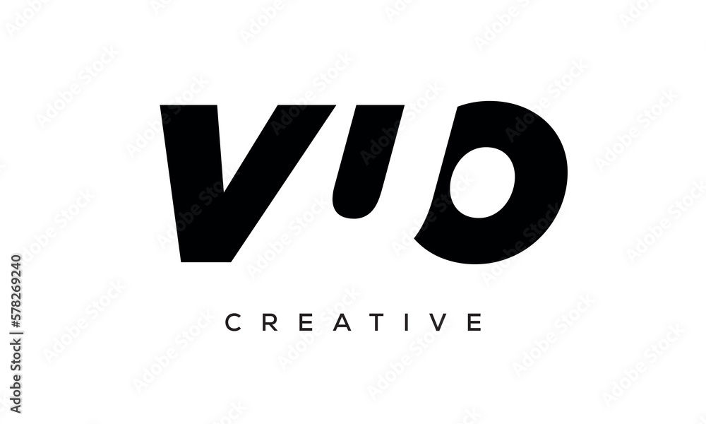 VUO letters negative space logo design. creative typography monogram vector