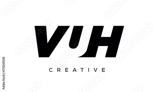 VUH letters negative space logo design. creative typography monogram vector photo