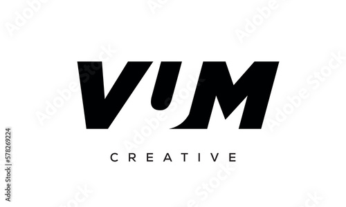 VUM letters negative space logo design. creative typography monogram vector