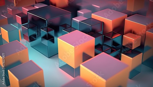 Seamless abstract isometric cubes background wallpaper created with generative AI technology