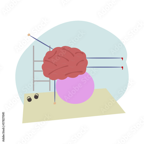 Brain. Train the brain. Brainstorm. Intellect. Mind. Vector illustration. Treatment. Health