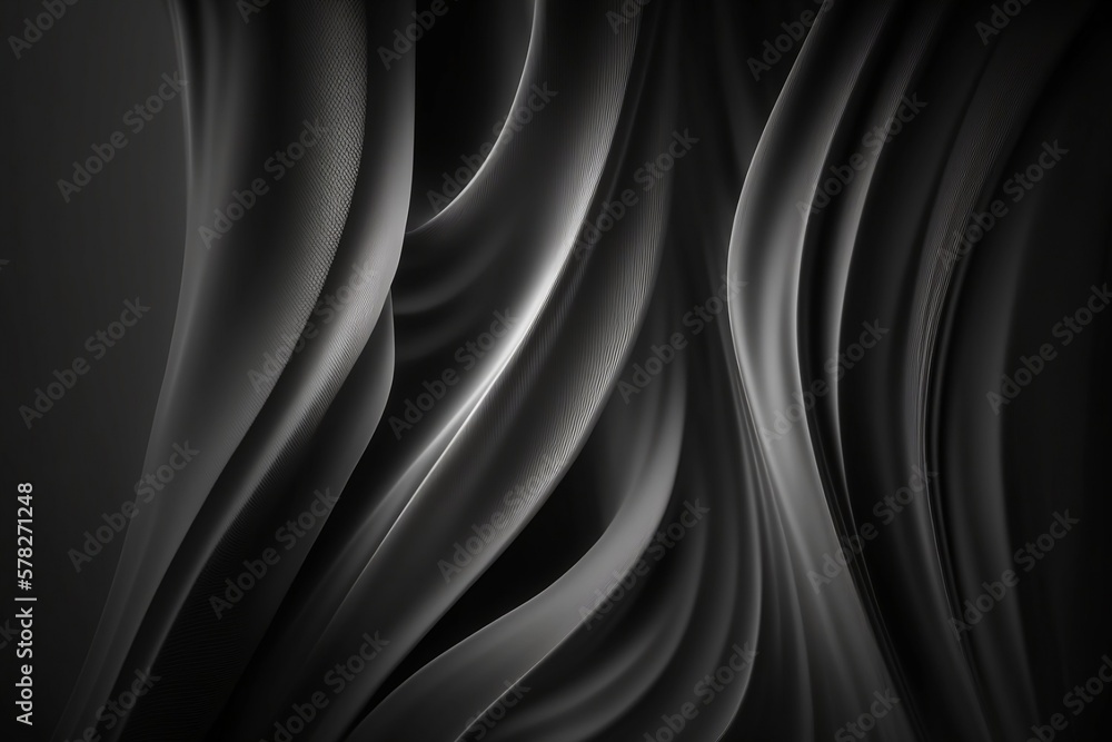 Obraz premium Silken Noir: A Modern Minimalist 4K Wallpaper with Waves of Texture. Generative AI