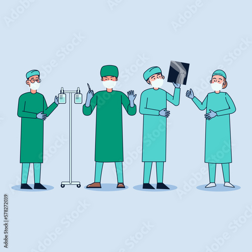 The surgeon team analyzes the X-ray images to plan a safe surgery for patients undergoing treatment.