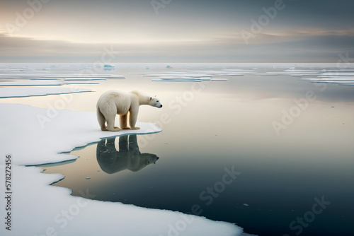 Isolation and Vulnerability in the Arctic: Capturing a Lone Polar Bear on a Melting Ice Floe with Telephoto Lens in Conservation-Themed Photography