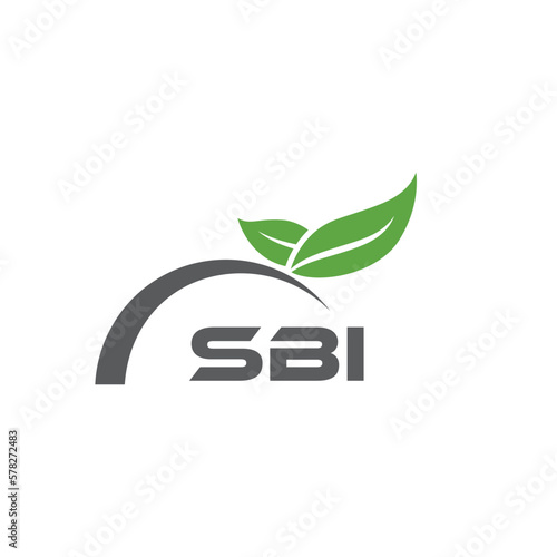 SBI letter nature logo design on white background. SBI creative initials letter leaf logo concept. SBI letter design. photo