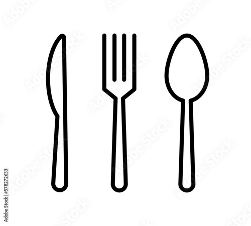 Fork, Spoon and Knife icons. Silverware icons. Cutlery vector icon set. Black silverware icon. Vector