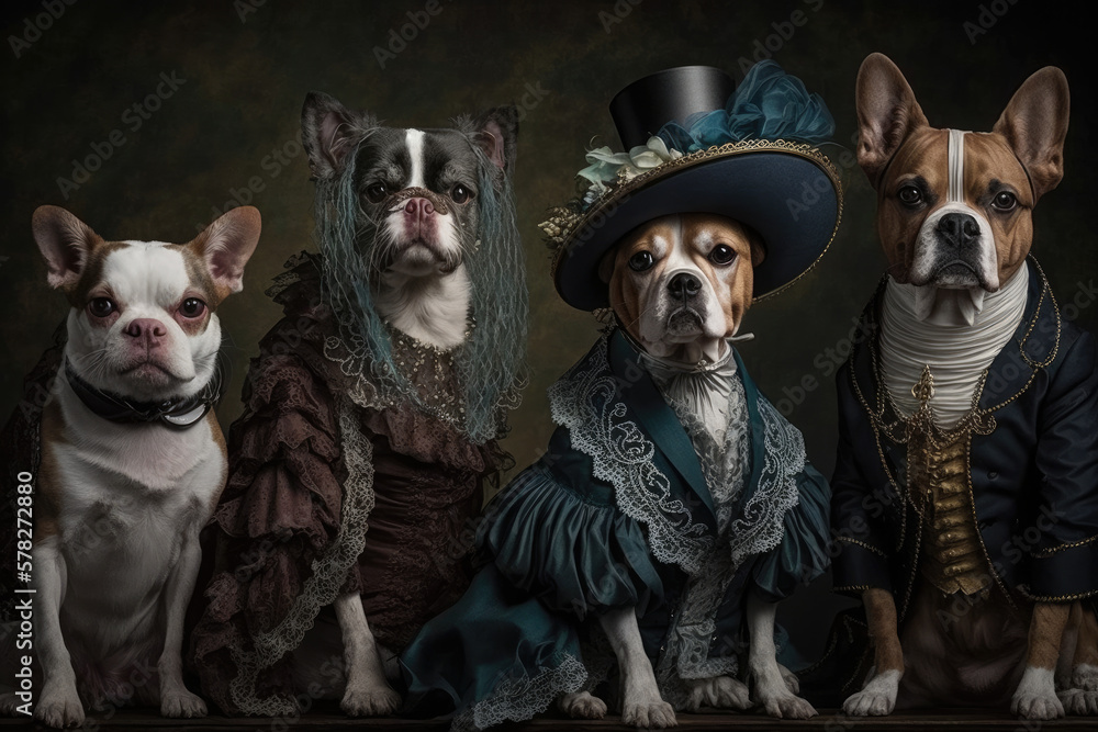 Group of dressed dogs, generative ai Group of dressed dogs, generative ai