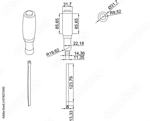 Vector illustration sketch of detailed screwdriver tools with sizes