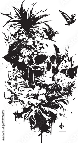 teschi multipli e fiori 02
