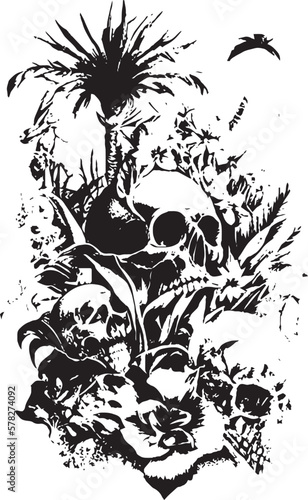 teschi multipli e fiori 03