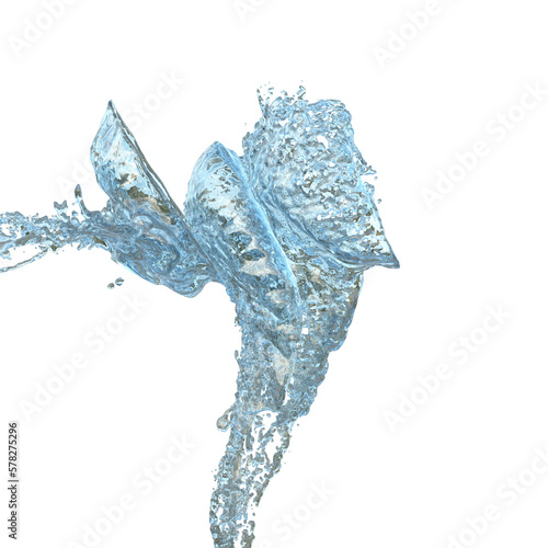 Water Splash on white background 3d render Illustration