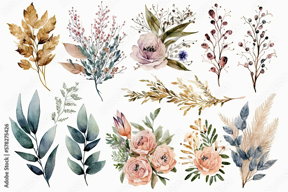 Set of Frame Watercolor Floral Decorations Stock Illustration Adobe Stock