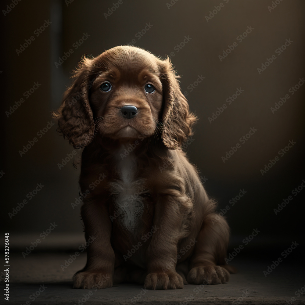 beautiful puppy portrait. Ai generated illustration
