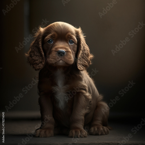 beautiful puppy portrait. Ai generated illustration photo