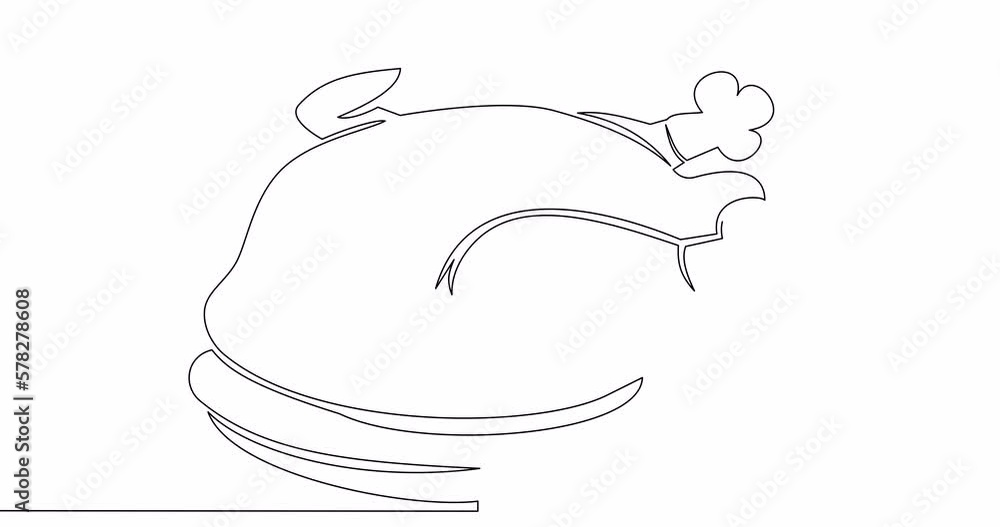 Self drawing line animation Turkey Roast Thanksgiving Day continuous one single line drawn concept video Self drawing line animation Turkey Roast Thanksgiving Day continuous one single line drawn concept video