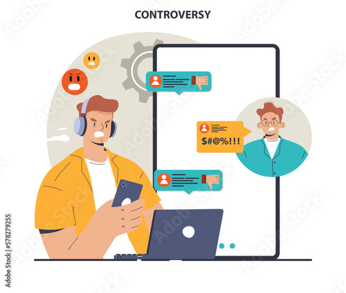Controversy or disagreement concept. Troubled communication between