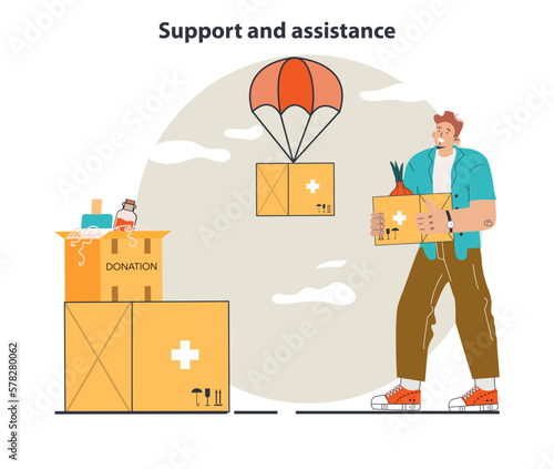 Support concept. Characters help each other in solving problems