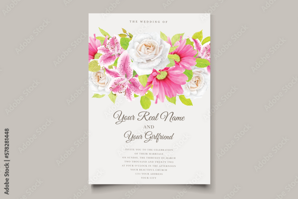 floral ornament wreath and background card