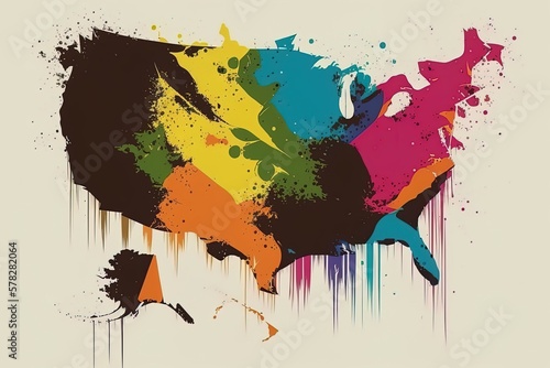 United state map graphic art illustration  generative ai