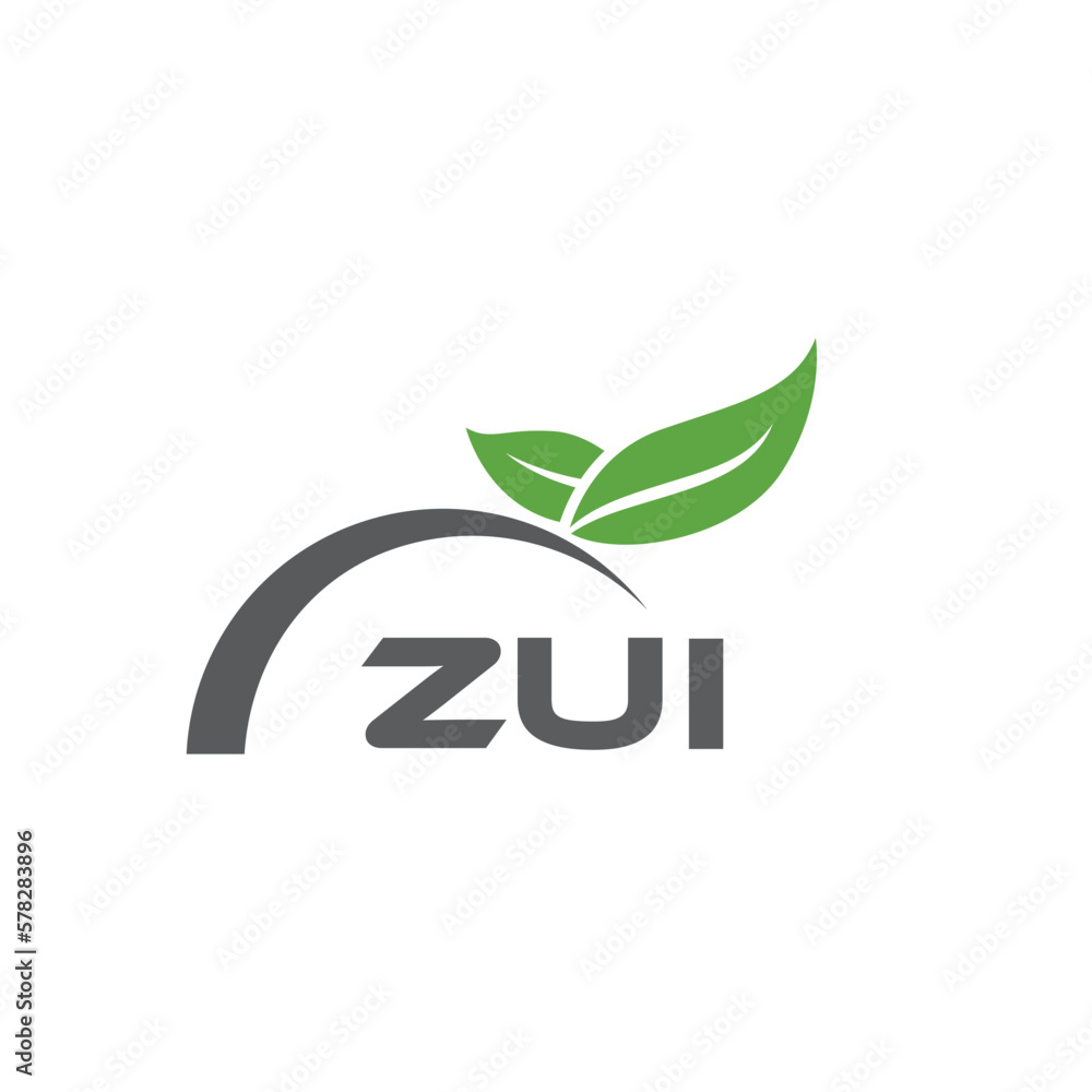 ZUI letter nature logo design on white background. ZUI creative initials letter leaf logo concept. ZUI letter design. ZUI letter nature logo design on white background. ZUI creative initials letter leaf logo concept. ZUI letter design.