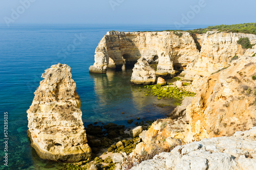Secluded beach and rock formations, Algarve, Portugal