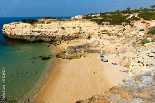 Praia de Albandeira beach and rock formations  Algarve Portugal photo