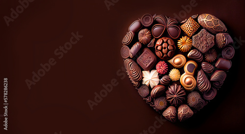 Chocolate love shape background with copy spasce © Clemency