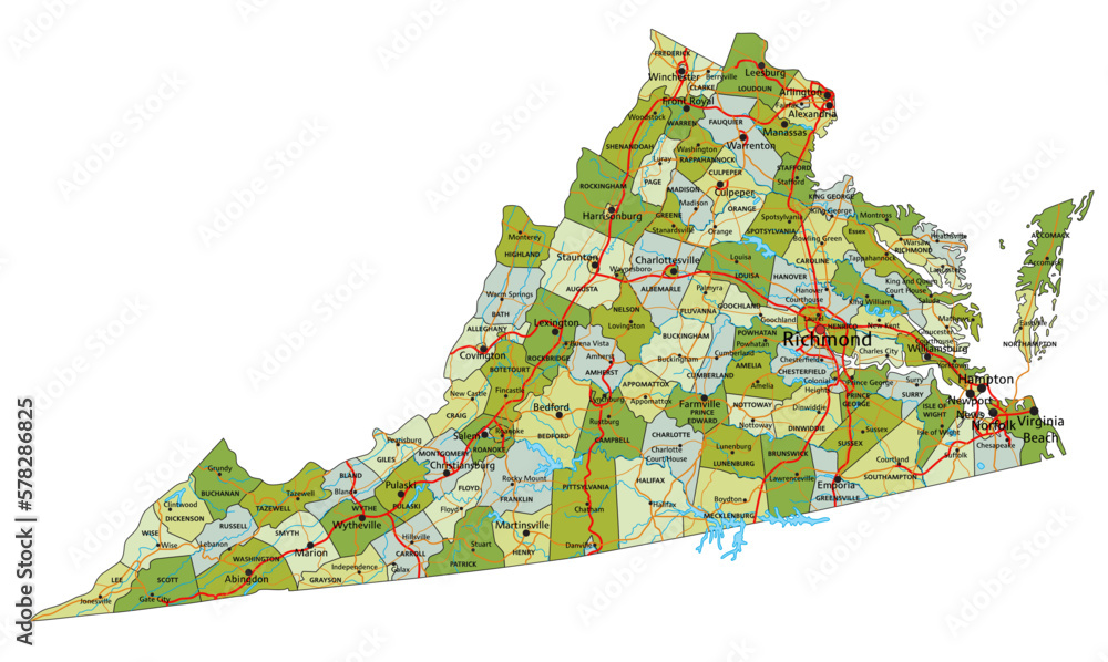 Highly Detailed Editable Political Map With Separated Layers Virginia   1000 F 578286825 FHKubu3YNeB7WoNF6xmdw79DLLXTcDQv 