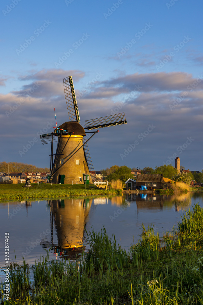 Traditional Dutch windmills in Kinderdijk - Unesco site, The Netherlands
