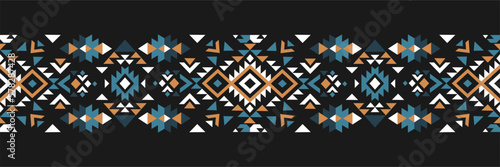 Geometric ethnic border pattern. Design for clothing, fabric, background, wallpaper, wrapping, batik. Knitwear, Embroidery style. Aztec geometric art ornament print. Vector illustration