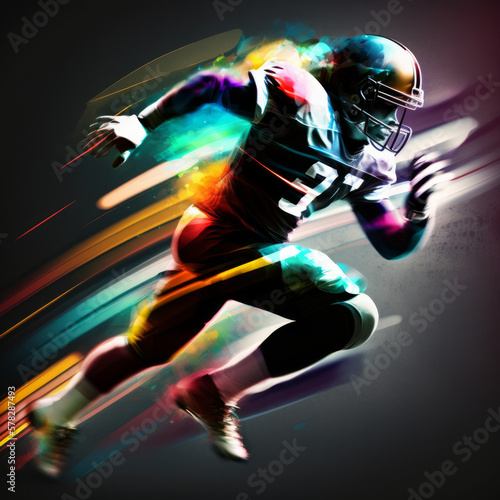 American football player abstract motion blur lines. Generative ai © ink drop