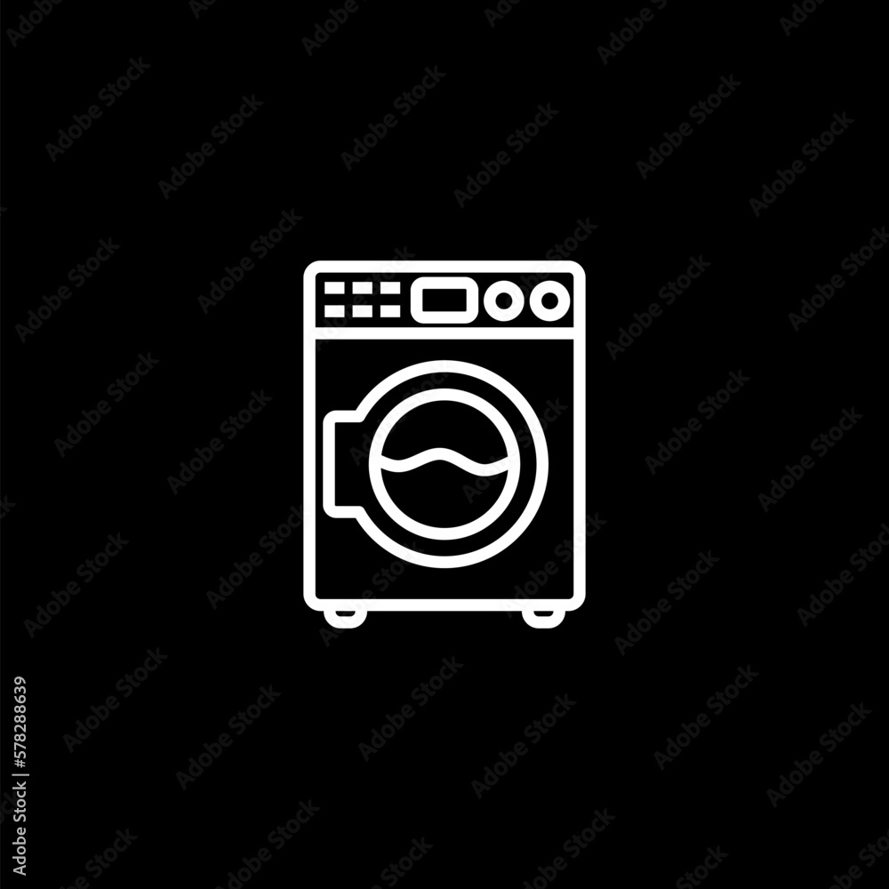 Washing machine icon isolated on black background. Washing machine icon isolated on black background.