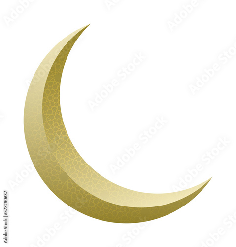 Ornate Crescent Moon for ramadan kareem, ramadan mubarak, eid mubarak, and eid saeed greeting card design element. Vector illustration.