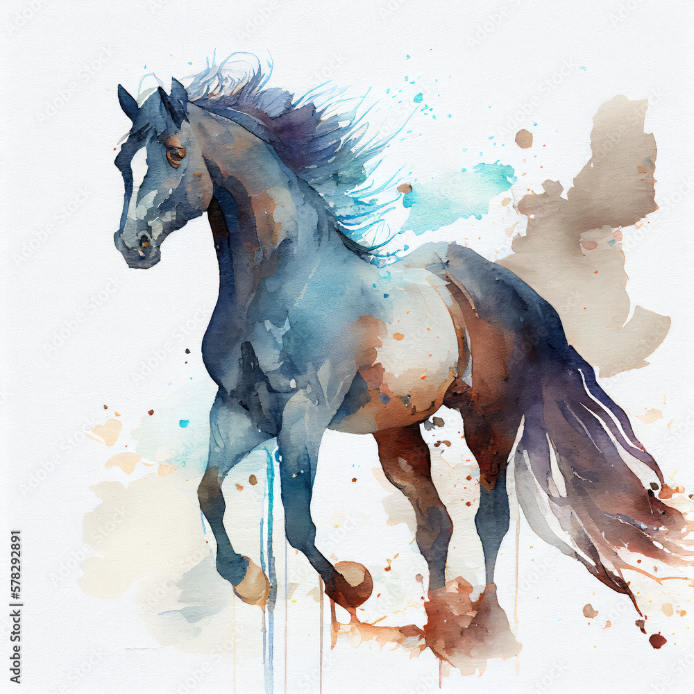 AI Generated image of a watercolor stallion