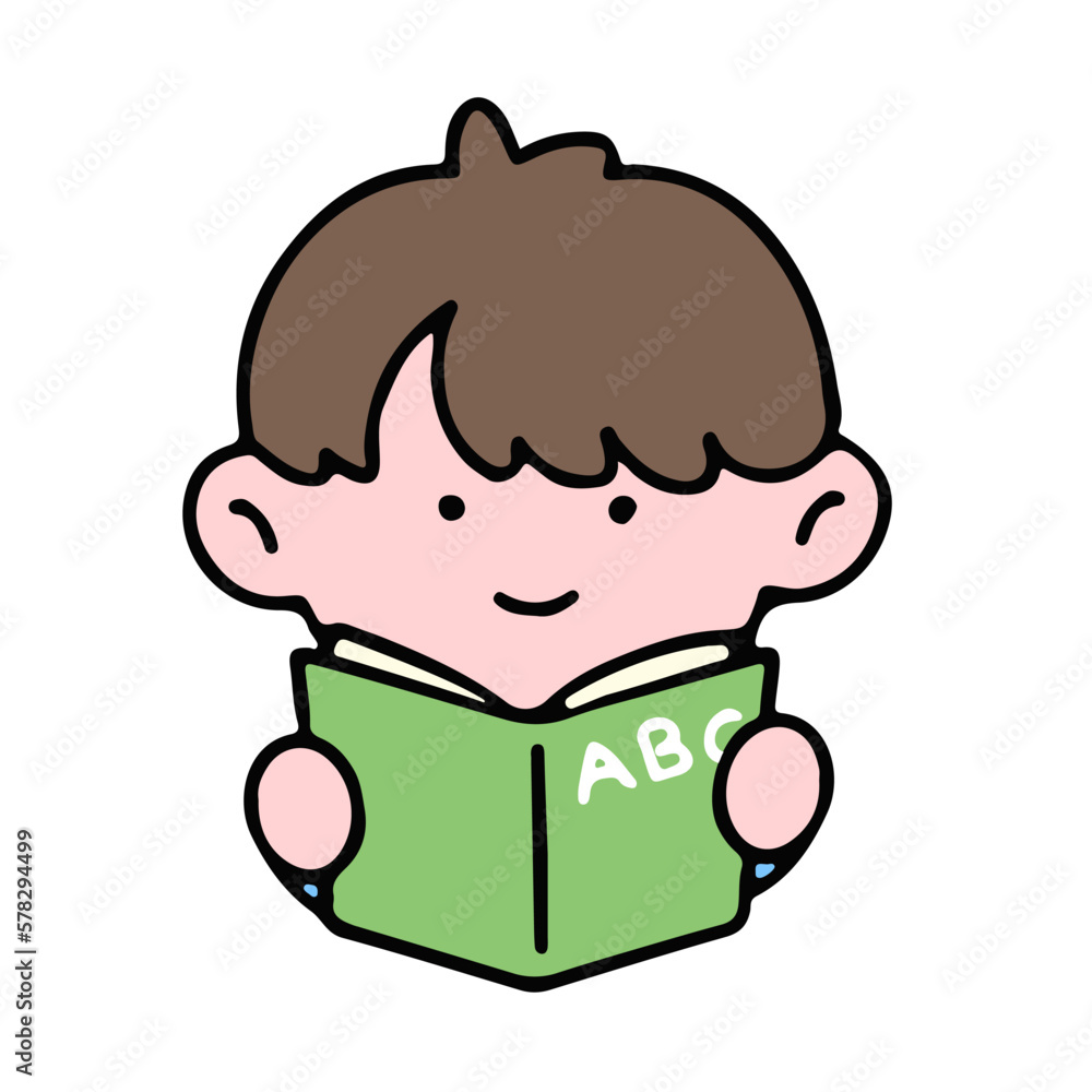 A cute boy character, reading a book, studying and doing homework, isolated on a background, for a back-to-school concept. A cute boy character, reading a book, studying and doing homework, isolated on a background, for a back-to-school concept.