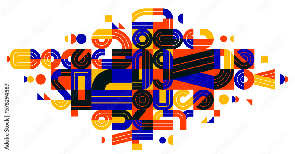 Obraz premium Abstract geometric composition vector design, colorful abstraction isolated on white, modern style shapes illustration art.