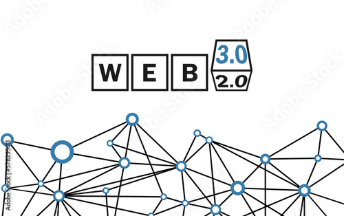 Illustration of the new blockchain technology of the future neural network on the Internet 3.0. Web 3.0 advanced internet technology icon. Web 3.0 internet vector icon.