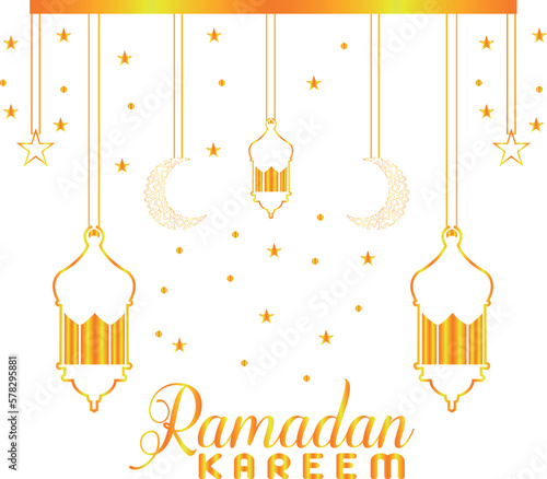 Ramadan Kareem Arabic golden banner design template
