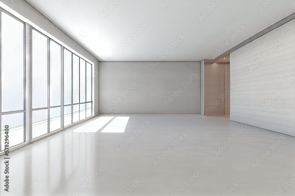 Empty White Room Background, Clean Blank Interior Mockup, Empty Space, Abstract Generative AI Illustration Empty White Room Background, Clean Blank Interior Mockup, Empty Space, Abstract Generative AI Illustration