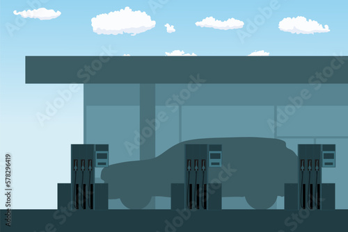 Generic gas station and fuel pumps vector