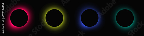 Set of circle illuminate light frames with color gradient