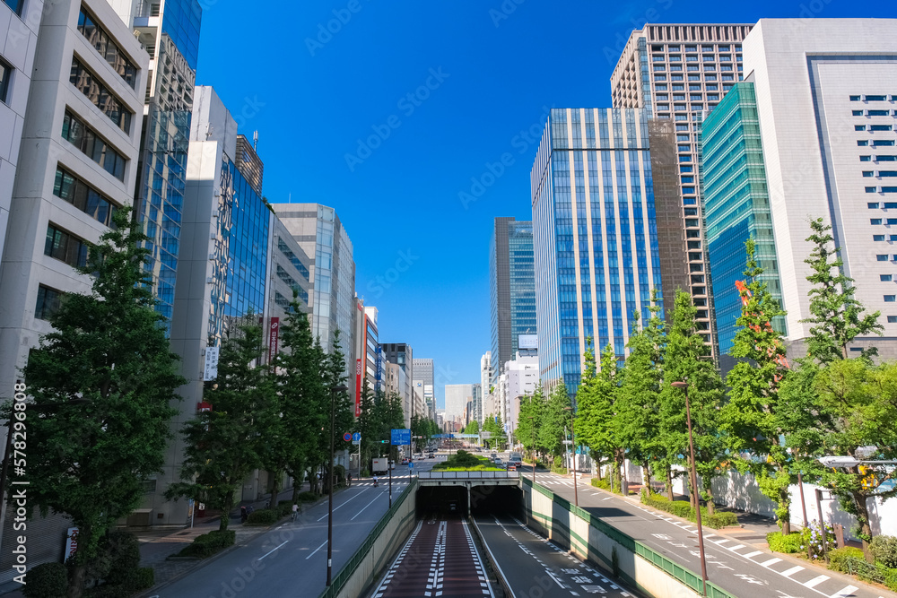 Fototapeta premium 東京都中央区 日本橋のオフィス街、昭和通り