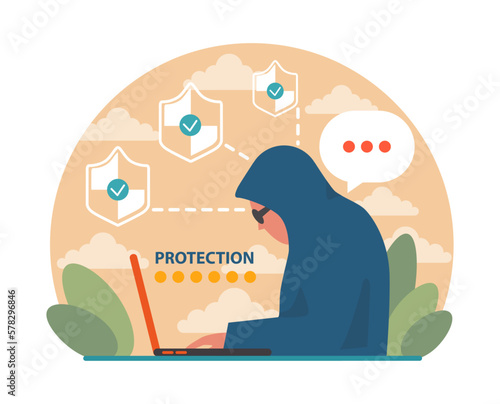 Ethical hacker. Character conducting a security penetration test. White