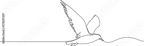 continuous single line drawing of bird in mid-air, single line vector illustration